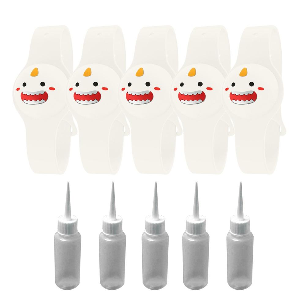 1/5PCS Dispensador Gel Hidroalcoholico Portatil Smile Liquid Wristband Dispenser Handwash Gel Sanitizing Bracciale Disinfettante: I
