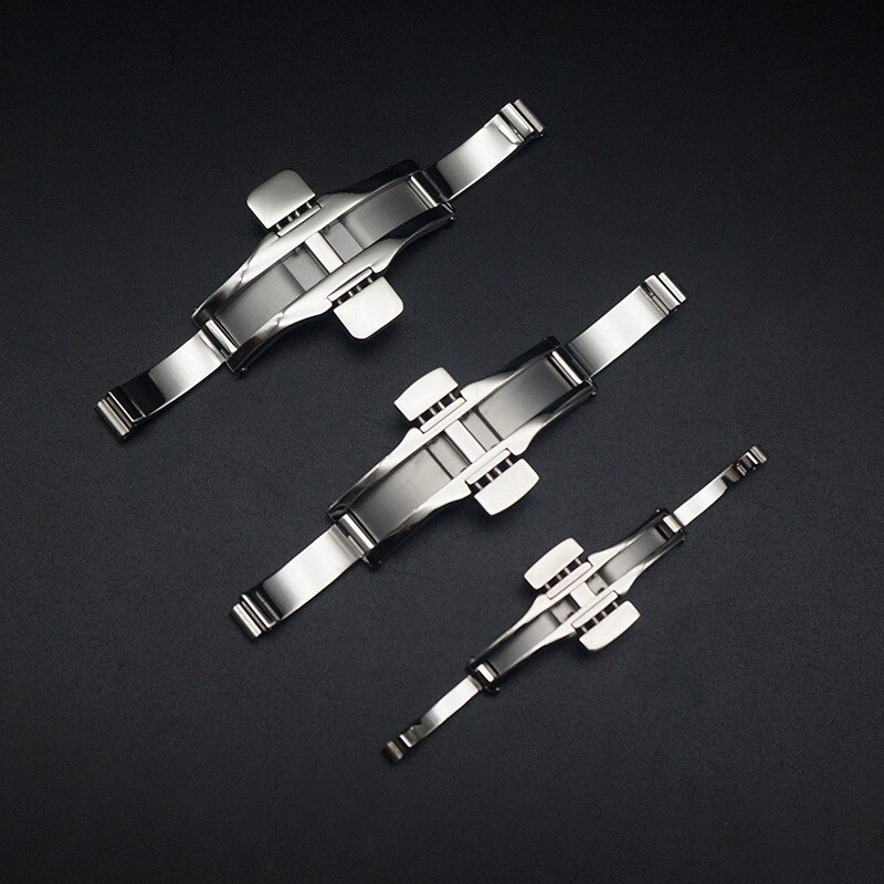 Stainless Steel Solid Metal Clasp For Tissot Watch Accessories Double Push Button Fold Watch Buckle Butterfly Deployment Clasp