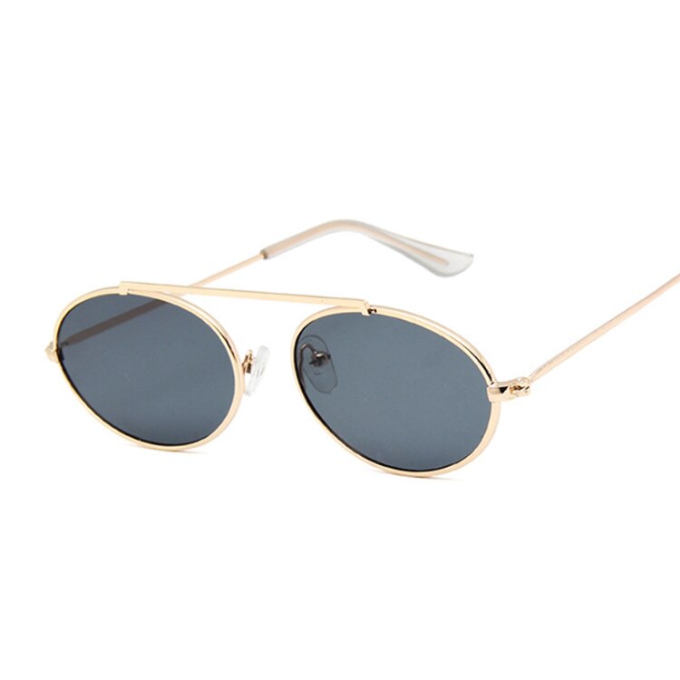 Gafas de sol ovaladas pequeñas Vintage para mujer, gafas de sol transparentes con montura metálica de , gafas de sol para mujer, gafas de sol Rosa UV400: GoldGray