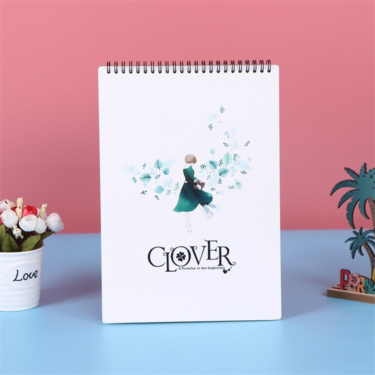 A4 Coil Loose-leaf Sketchbook Spiral Bound Cartoon Cover Kraft Blank Drawing Book Sketch Diary Memo Note Office School: C A4