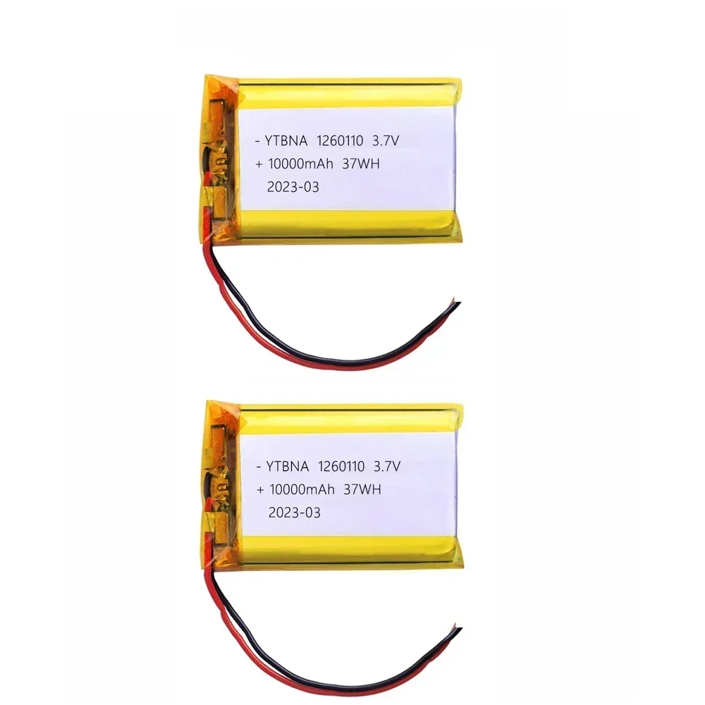 3,7V 10.000mAh 1260110 Bateria de polímero de lítio para banco de potência DIY GPS Capacidade real Baterias recarregáveis de íon-lítio de grande capacidade: Preto