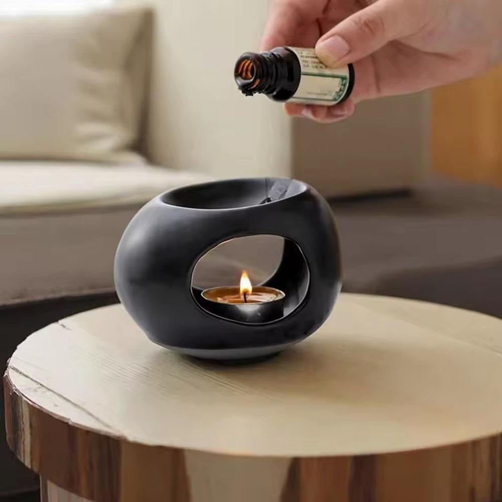 Portacandele in ceramica Bruciatore di olio essenziale Diffusore di canna Forno per uso domestico Spa Salon Bruciatore di incenso per aromaterapia liquida