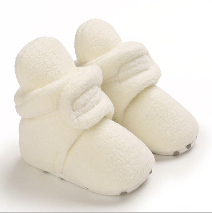 Baby vinterstøvler baby pige drenge vinter varme sko solid toddler first walkers børn vinter sko 0-18m: Hvid / 7-12 måneder