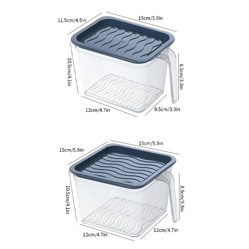 Kitchen Food Container Transparent Storage Box With Handle Refrigerator Drawer Organizer Plastic Fridge Storage Bin Containers