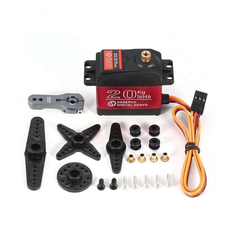 1Pcs 20Kg High Torque Coreless Servo Motor Metalen Digitale Waterdichte Gear &amp; Koper + Aluminium Servo Gear Voor robotic Diy