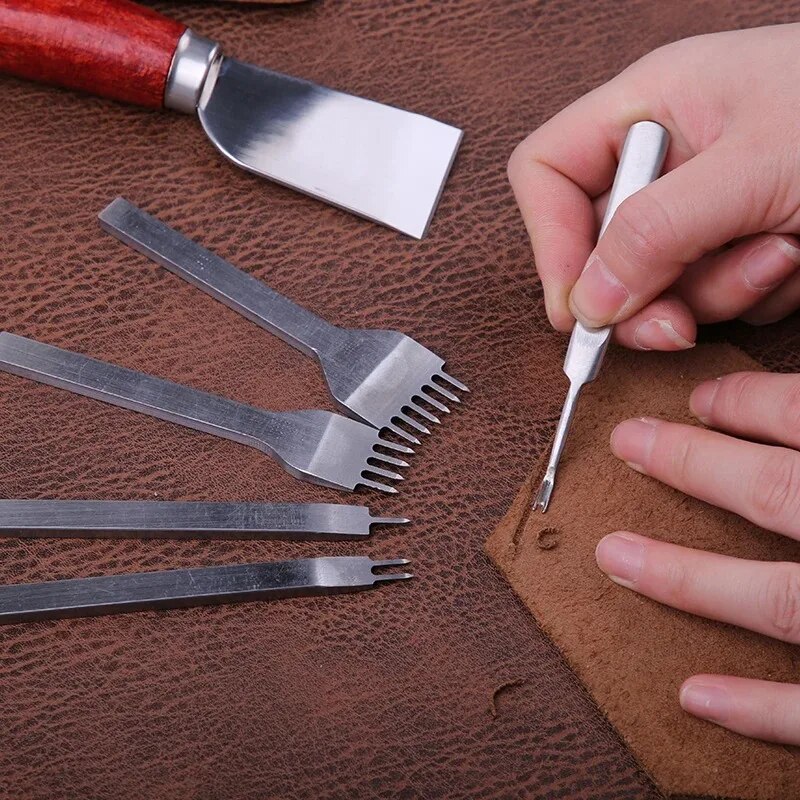 Leder Handwerk Werkzeuge Bausatz Professionelle Leder Hand NäHenne Reparatur Bausatz NäHenne schlagen Carving Arbeit Groover einstellen DIY Werkzeug einstellen