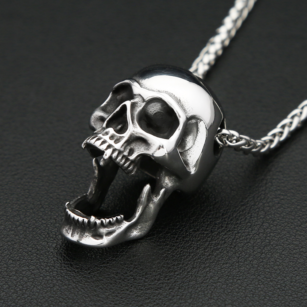 Gothic Vintage Rvs Schedel Hanger Ketting Voor Mannen Vrouwen Punk Schedel Flesopener Ketting Biker Sieraden Accessoires