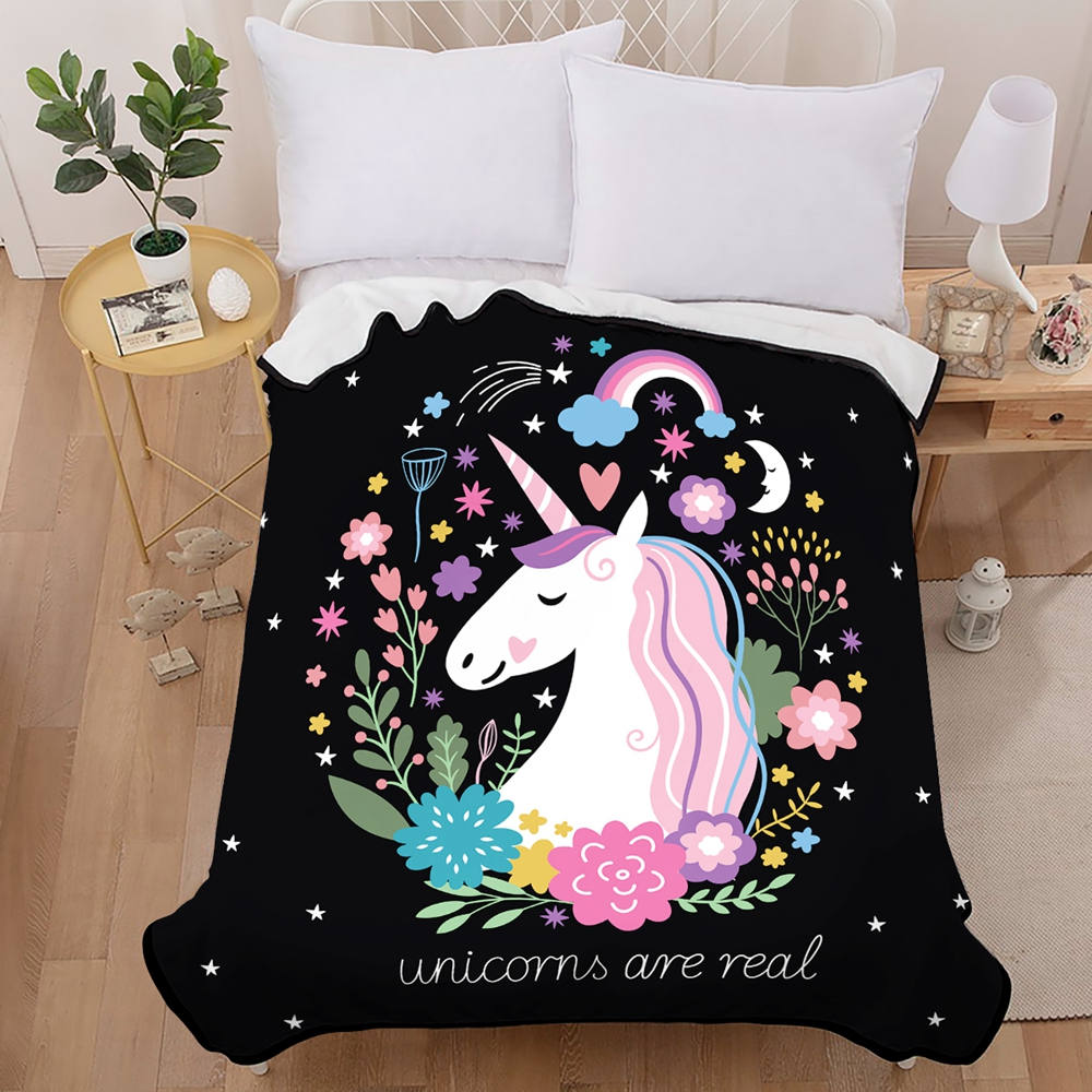 weighted blanket for Winter Summer Blanket Sofa Car Travel Bed Blanket with Black Unicorn for Home Textile: 1