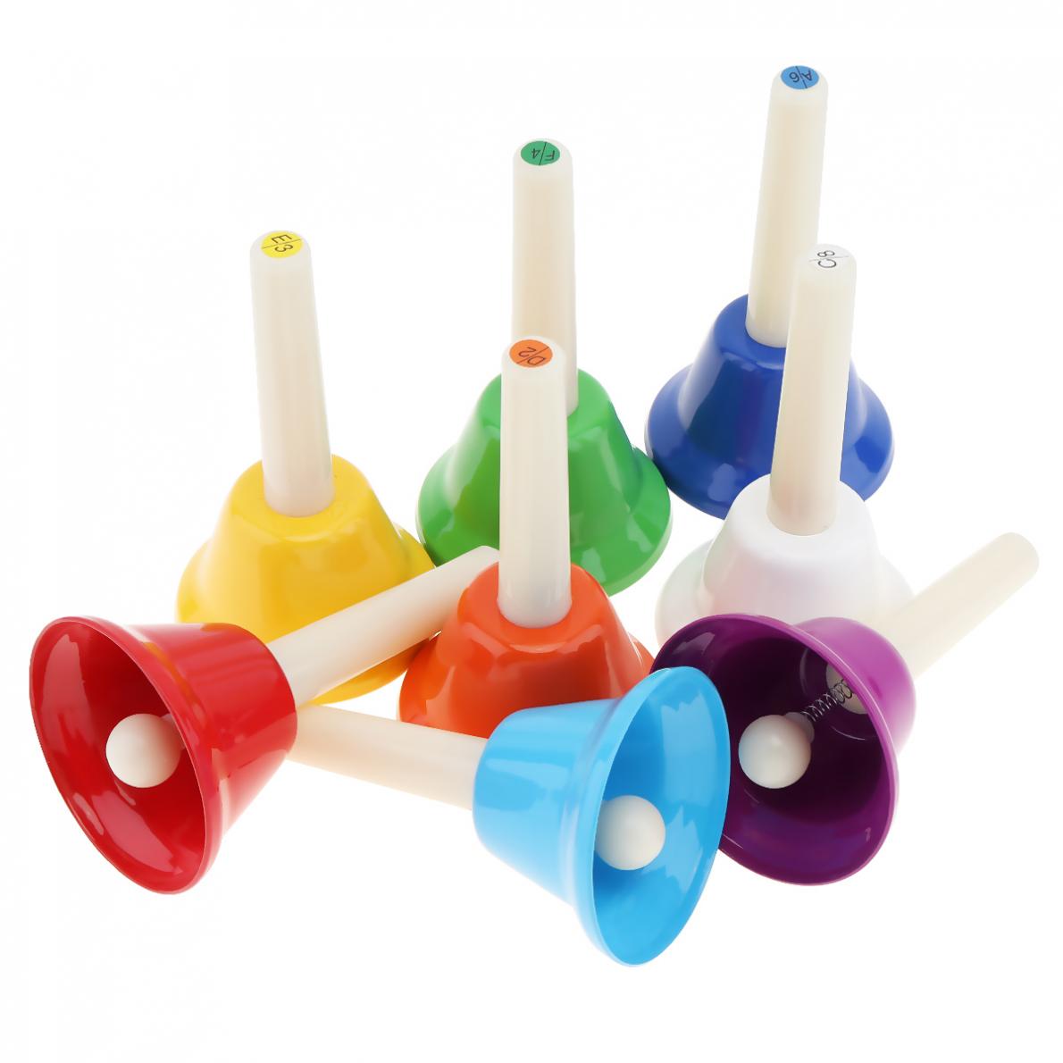 8pcs Colorful Musical Instrment Hand Bell 8-Note Musical Toy for Children Baby Kids Early Education