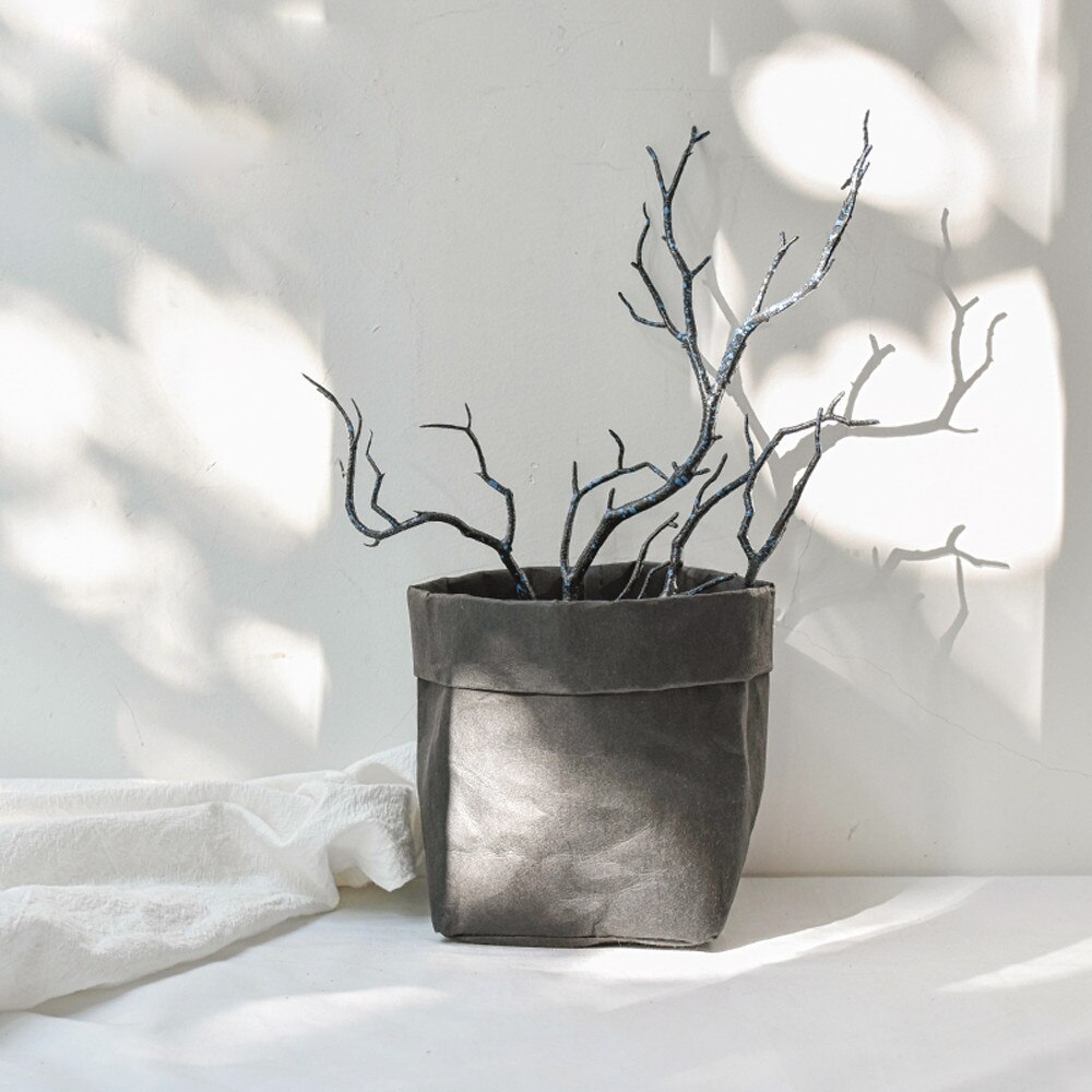 25# Washable Kraft Paper Bag For Plant Seeds Flowers Pots Multifunctional home Storage Bag Reusable Durable Storage Bags Сумка: Black 