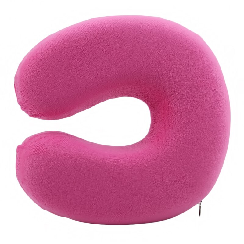Almohada de espuma de memoria almohadas de viaje para el cuello en forma de U para el cuello del avión soporte de cuello accesorios de viaje almohadas cómodas para dormir: rose Red