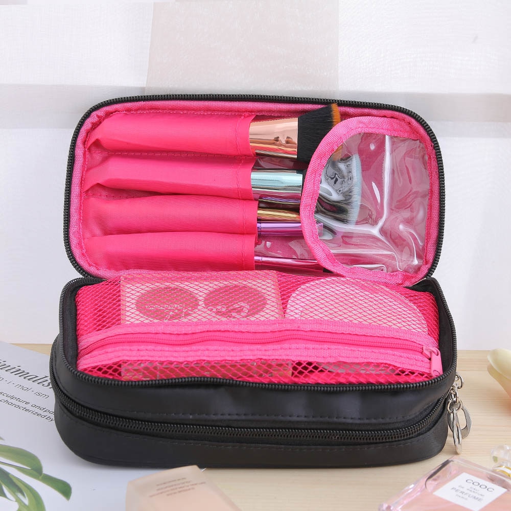 Organizador de marca para cosméticos, bolsa de náilon à prova d'água para cosméticos, de tamanho grande: Inner red
