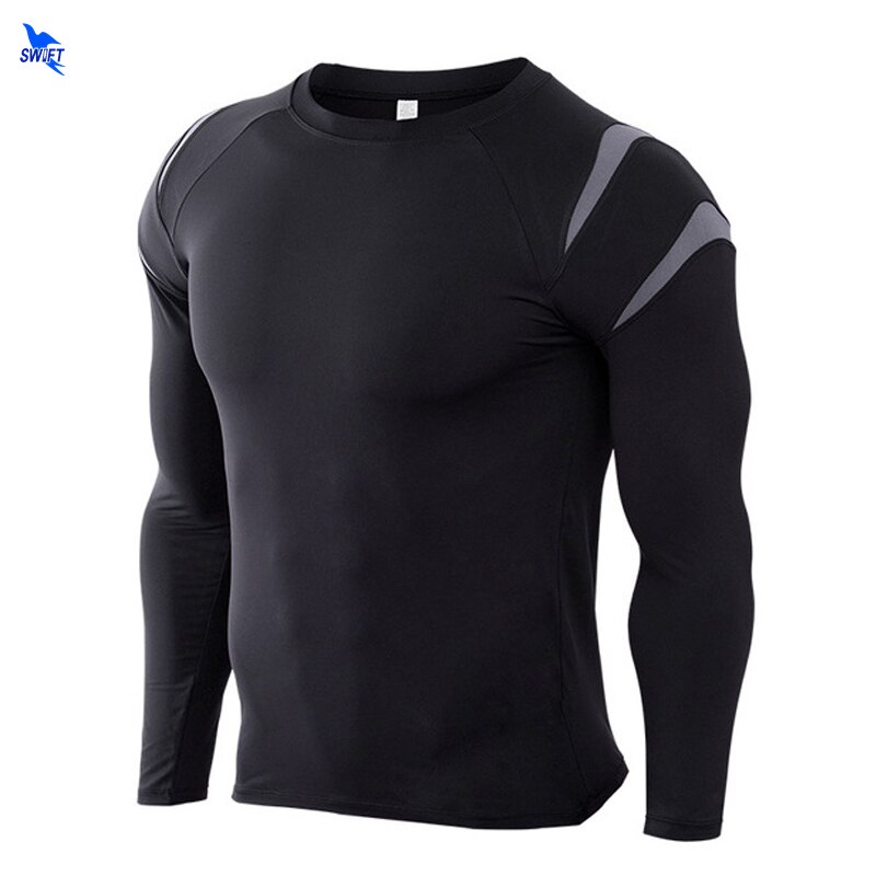 Men Long Sleeve Bodybuilding Sport Running Shirt Breathable Basketball Soccer Training Fitness T Shirt Gym Clothing Sportswear