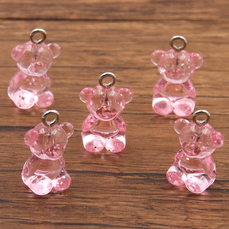 10 Uds., 12x20mm, 8 colores, , dijes de oso transparentes, cabujones de resina, collar de caramelo, llavero, colgante, accesorios para hacer bricolaje: PLATEADO