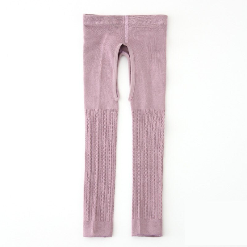 Vita byxor med öppen säte för barn flickor leggings vår höst spädbarn stickbyxor randiga smala småbarn flickor leggings: Ljuslila / Xs 6 to 12 månader