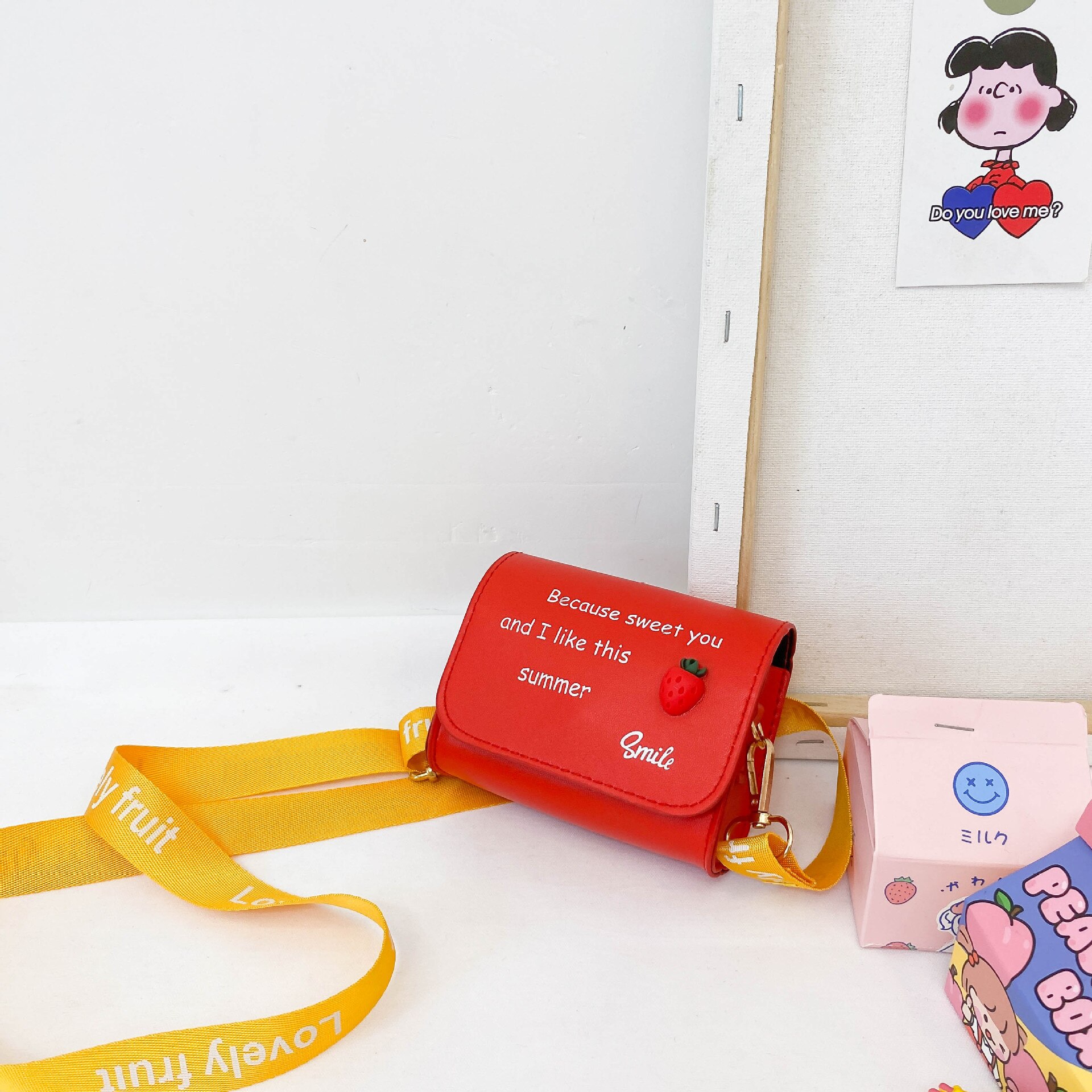 Leuke Baby Mini Handtas Leuk Meisje Fruit Crossbody Tassen Kawaii Kids Kleine Coin Wallet Bag Meisjes Veranderen portemonnee: Rood