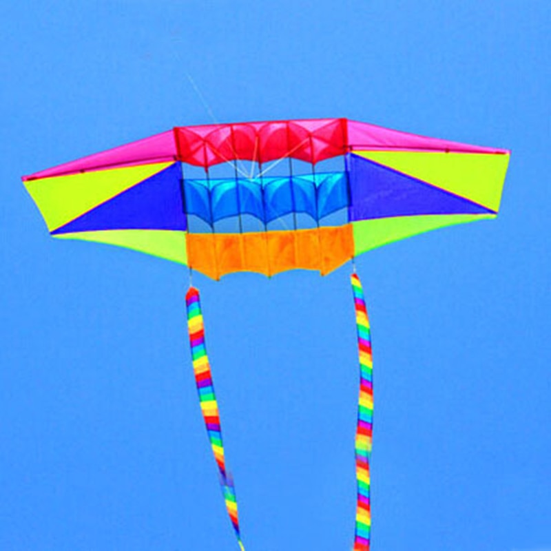 2.5 m radar kite met 10 m regenboog staarten nylon ripstop outdoor speelgoed vliegers reel tas windzak vliegers windwijzer