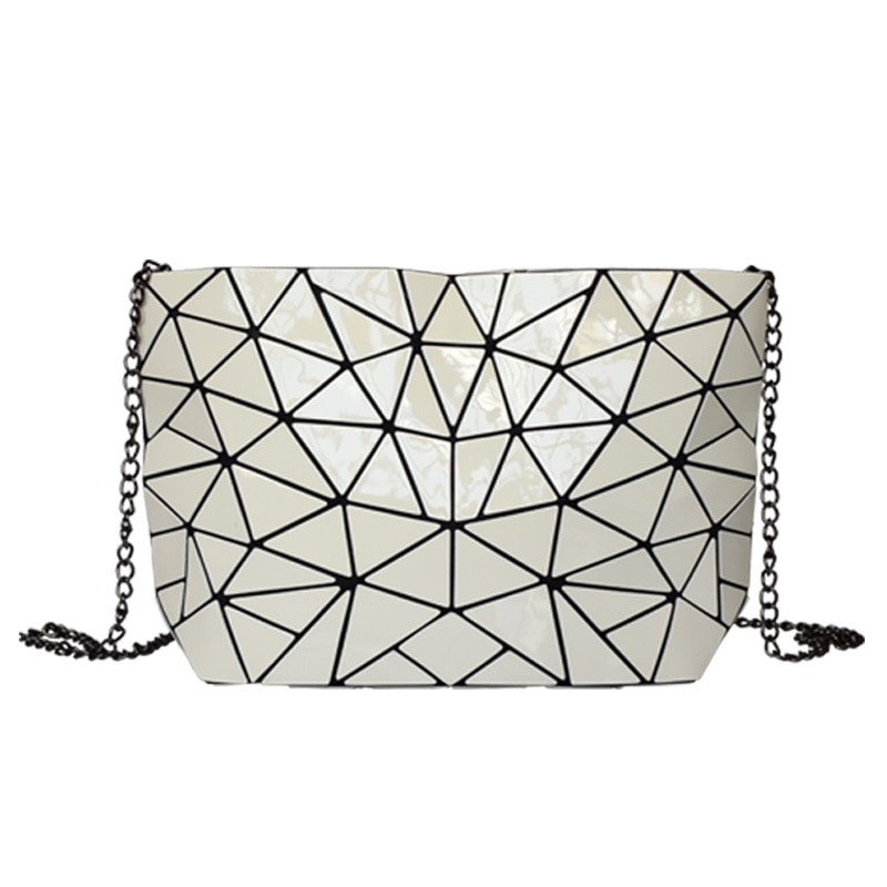 Geometrische Taschen Frauen Rucksäcke Mädchen Rucksäcke Folding Jugendliche Schüler Schule Taschen Rucksäcke Umhängetaschen: Chain white