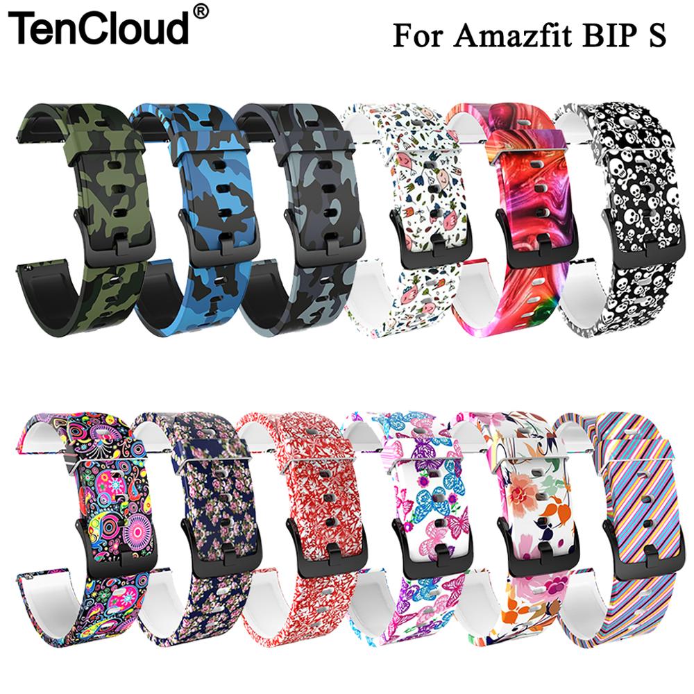 Tencloud smart urbånd til xiaomi amazfit bip s rem til huami amazfit gts/bip lite individualitet camouflage armbåndsløkke