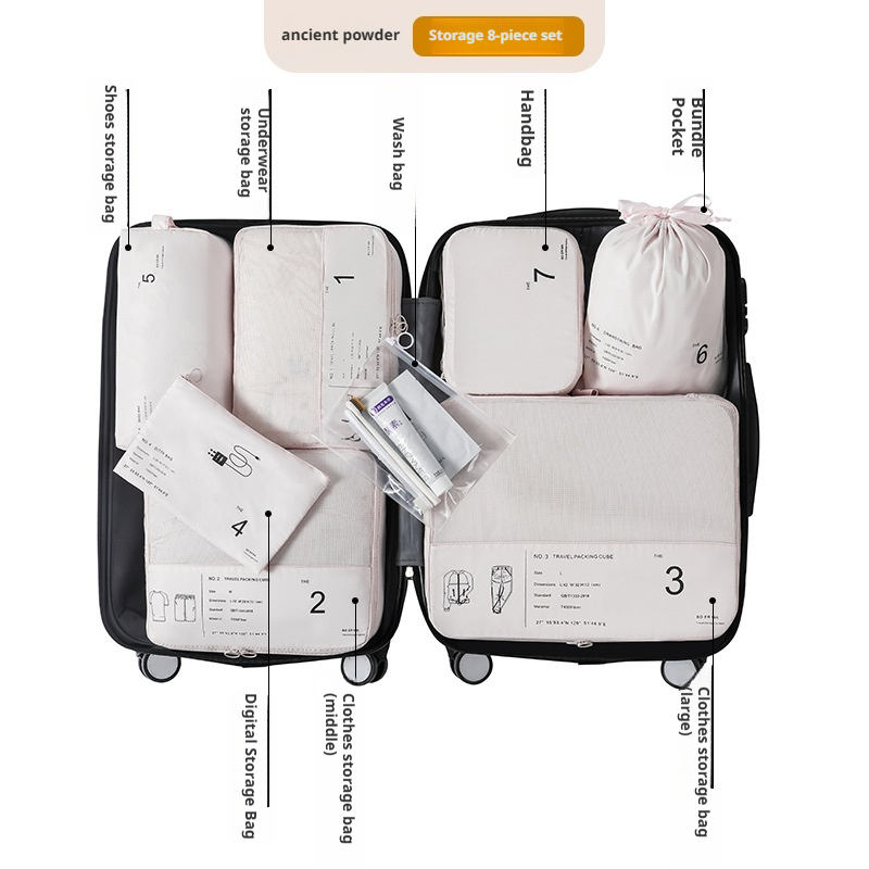 Cubos de embalaje para viaje, organizador de maletas portátil, bolsa de almacenamiento de ropa, accesorios de viaje, bolsas de equipaje para maletas de mano: violet