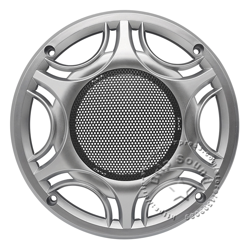 Per 6.5 "pollici copertura della griglia dell'altoparlante cerchio decorativo Audio rete metallica griglia protezione rete cornice nera/blu/verde/rossa/argento: Silver Frame / 2 pieces