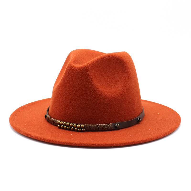 Women Men Wool Vintage Gangster Trilby Felt Fedora Hat Wide Brim Leopard Belt Gentleman Lady Winter Autumn Jazz Cap: caramel colour