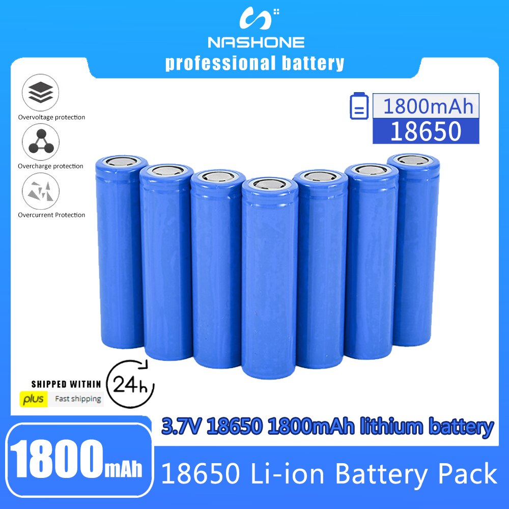 3.7V 18650 Lithium Battery 1800mAh Li-ion Rechargeable Batteries 100% Original Full Capacity For Small Fan Flashlight