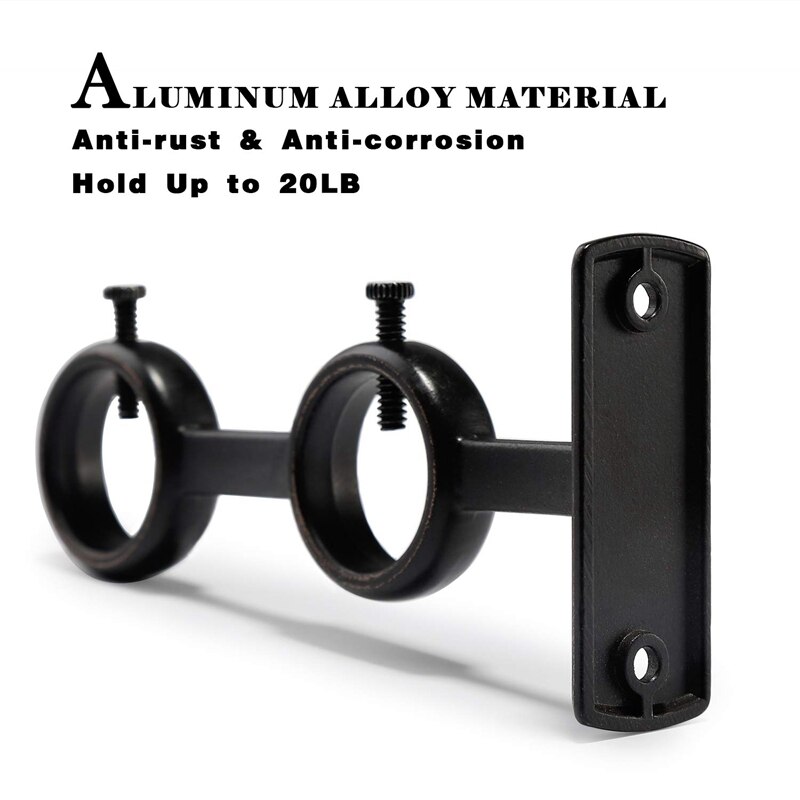 Curtain Rod Bracket Sturdy Adjustable Double Curtain Rod Brackets Circle Curtain Rod Holders For Diameter Below 1.1 Inch