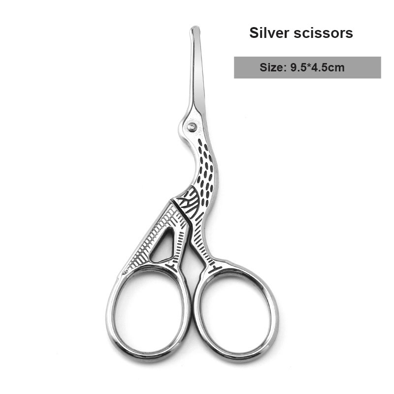 Ciseaux de Type grue en acier inoxydable, tête ronde de sécurité, tondeuse manuelle pour nez, cheveux, beauté, rasage de barbe, petits ciseaux: silver