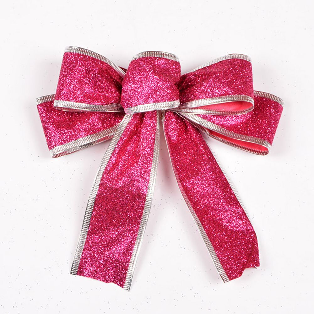 25cm jul glitter stora rosetter julgran dekoration bröllop band fest dekoration prydnader pilbåge år leveranser: Rosa