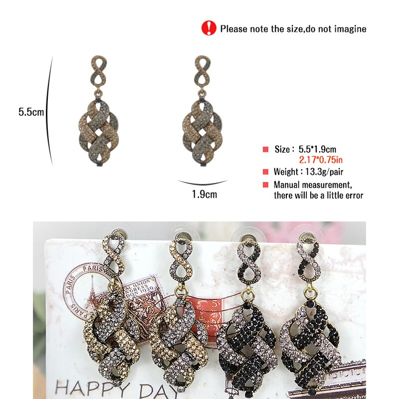 Veyofun alta qualidade cristal strass gota brincos vintage oco festa balançar brincos jóias para a mulher presente novo atacado