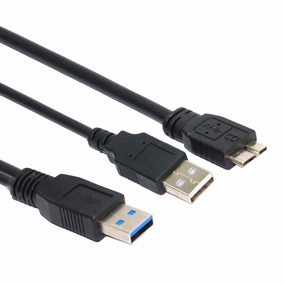 50 cm USB 3.0 Dual Power Y Vorm 2 X Type a naar Micro B hoge snelheid tot 5 Gbps data transfer kabel voor Externe Harde Schijven