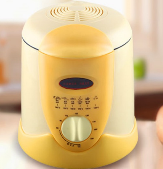 Smokeless multifunctional frying pan 0.9L Mini electric oil fryer oven French fries Grill Chicken Fried Fish Pot machine: YELLOW
