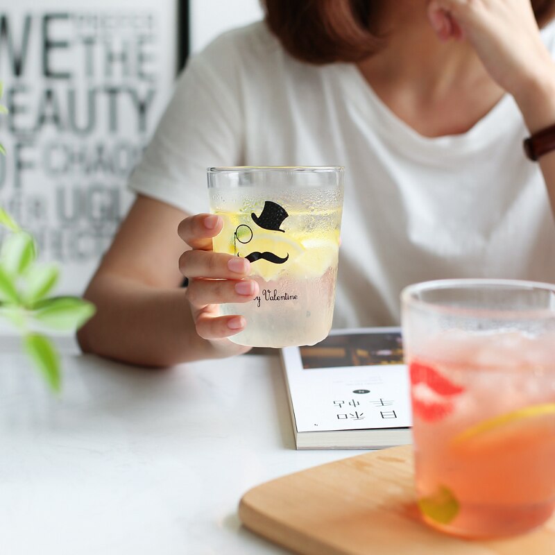 Par kopp print sommar coolt glas frukost kopp mjölk glas juice & kall dryck kopp