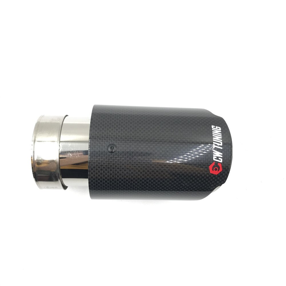1PCS Stainless steel+Glossy Carbon Muffler End Pipe exhaust pipe muffler For Universal carbon fiber exhaust pipe