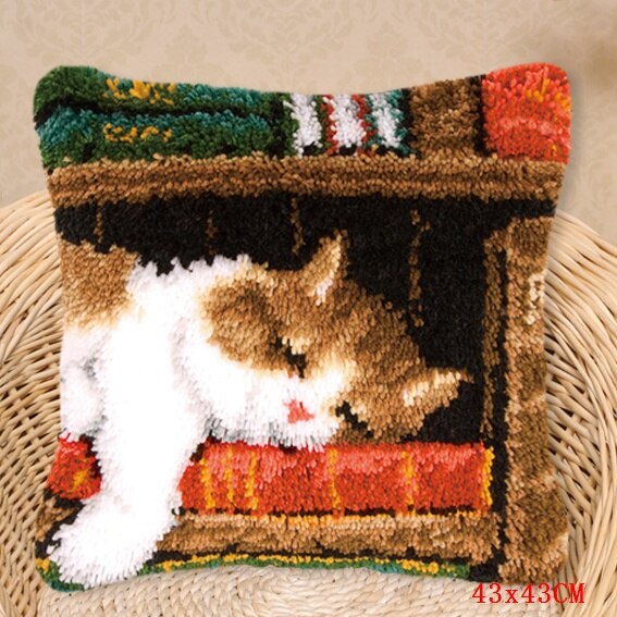 Foamiran-oreiller brodé chat | Pour le Kit de travail, knooppakket kussen smyarthop kussen pakket, boutons de coussin: ABZ336