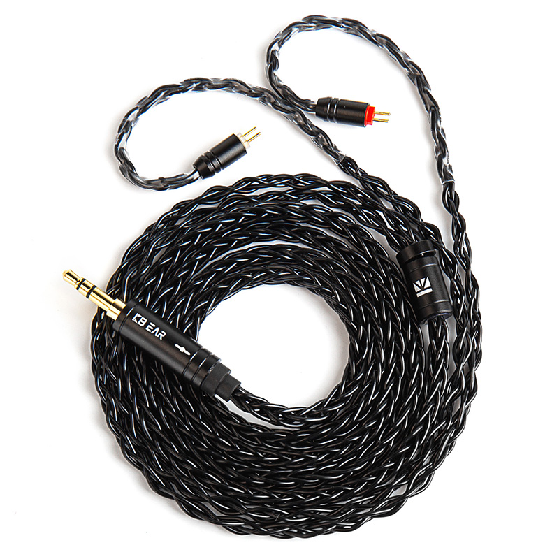 KBEAR ST12 8-core HiFi Oortelefoon 4N OFC verzilverd Verbeterde Kabel 3.5/4.4mm MMCX/0.78mm 2Pin voor Lark Rosefinch KS1: Black