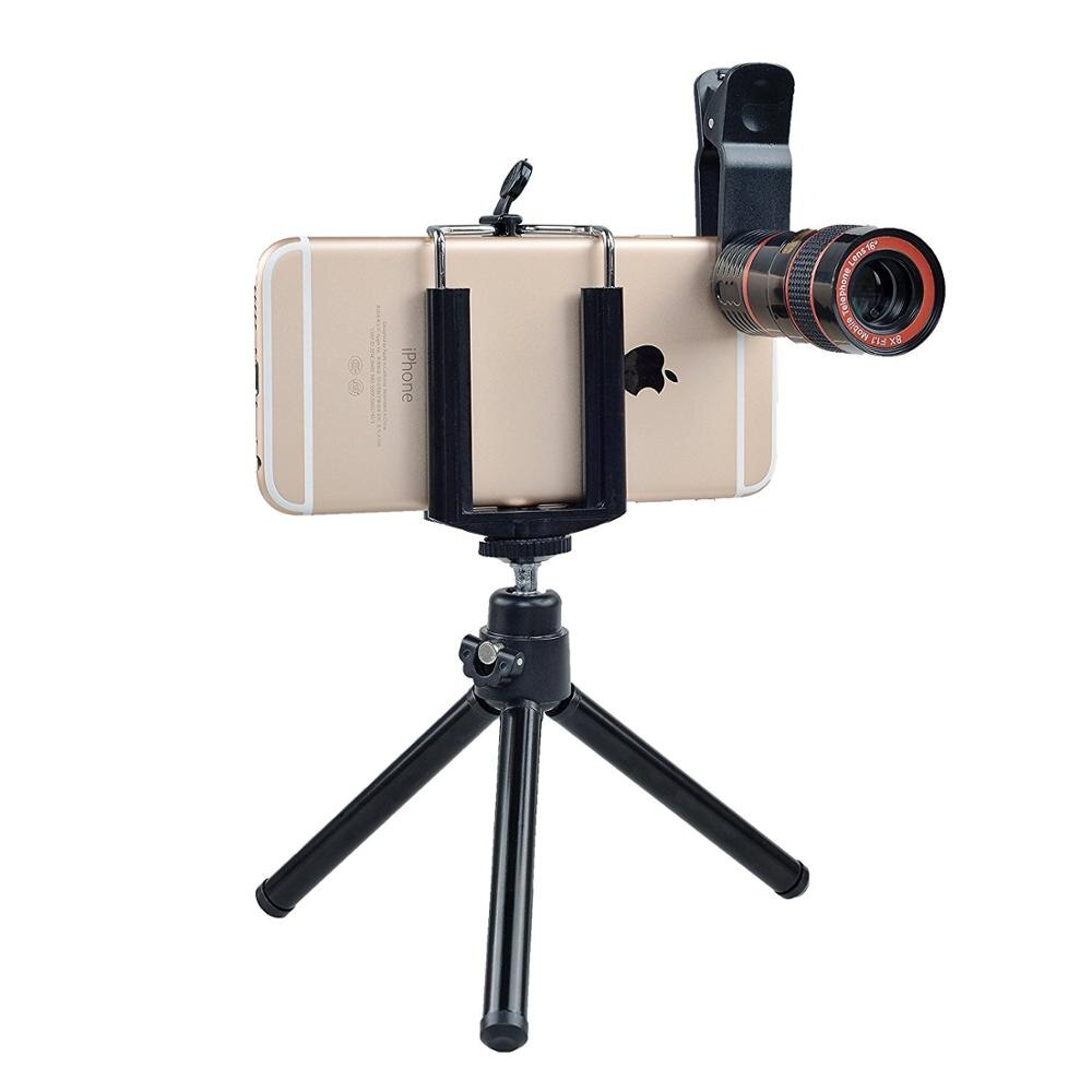 Mini Statief met Telescoop Tele Camera Lens 8X Zoom Handmatige Scherpstelling Clip-on Camera Lens voor iPhone Samsung XIAOMI HUAWEI telefoon: Default Title