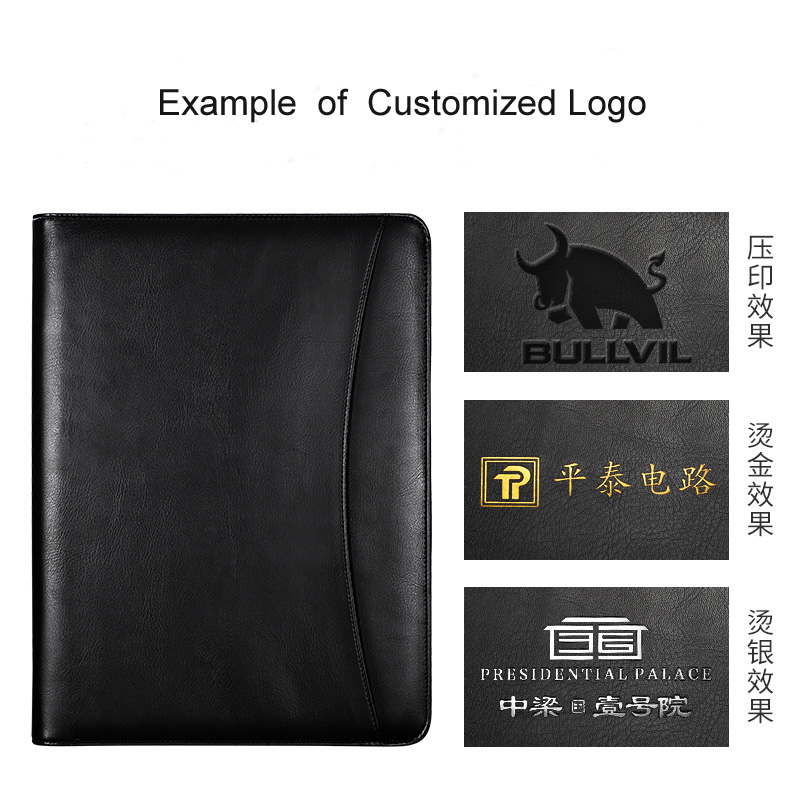 A4 File Folder Padfolio Multifunction Organizer Writing Pad Notepad PU Leather Document bag With Calculator Office Supplies 1320