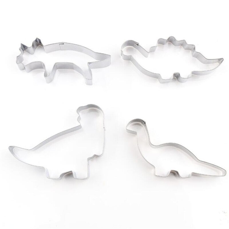 4 Stks/partij Leuke Dinosaurus Biscuit Cookie Cutters Mallen Dier Cake Decorating Pastry Rvs Bakken Tools Voor Zoetwaren