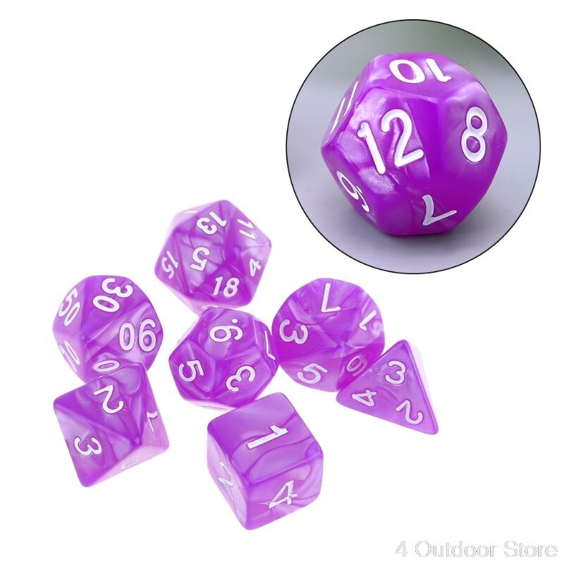 7 teile/satz D4 D6 D8 D10 D12 D20 polyedrisch Würfel Zahlen Zifferblätter Schreibtisch Tisch Brettspiel S25 20