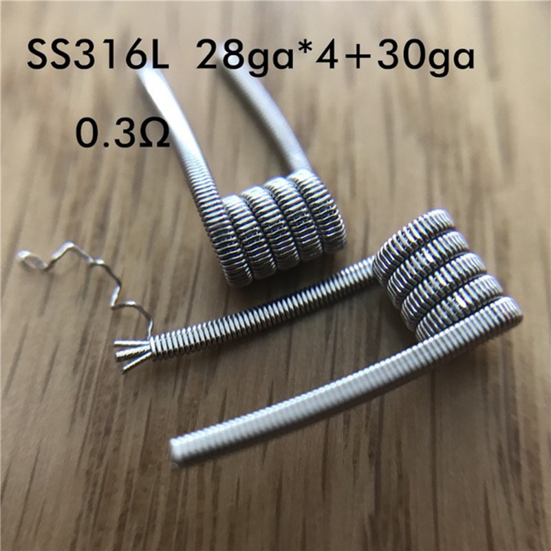 10PCS Premade Heating Coil Wire High Density Ni80 SS316L KA1 Framed Staple Juggernaut Stagger Fused RDA RBA RTA Vape Coils