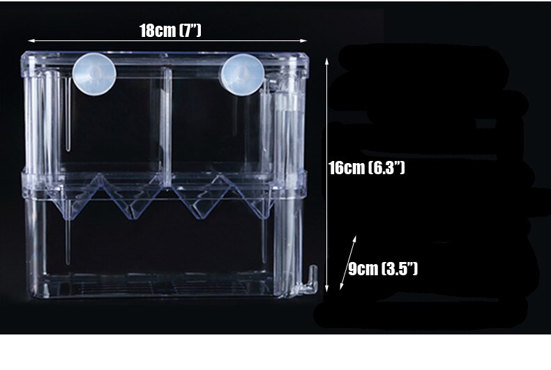 Caja de escotilla de 2 habitaciones para acuario, separación de peces pequeños, guppy, arcylico, flujo automático