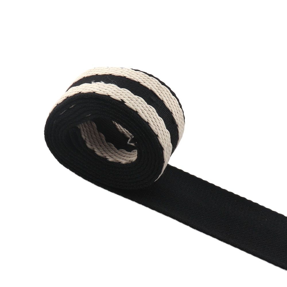 32Mm Breedte Wit En Zwart Kleur Polyester Katoenen Canvas Webbing Riem Kleding Lint Voor Diy Accessoires