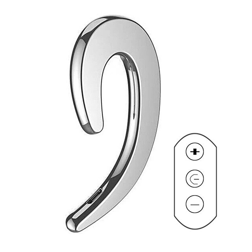 Universele Beengeleiding Oortelefoon Draadloze Bluetooth 4.2 Sport Stereo Headset Voor Laptop Tablet Voor Xiaomi Voor Iphone 7 8 X: Zilver