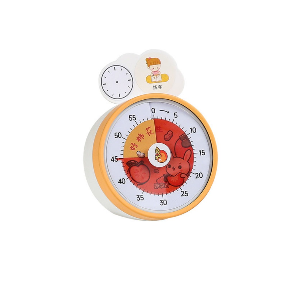 Visual Desk Timer Cartoon Silent Operation Countdown Timer Multifunctional Rainbow Pattern 60 Minutes Alarm Clock Kids Learning: Orange