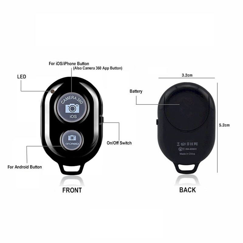 Téléphone portable Bluetooth télécommande sans fil monopode Selfie bâton obturateur retardateur obturateur à distance pour IOS Android