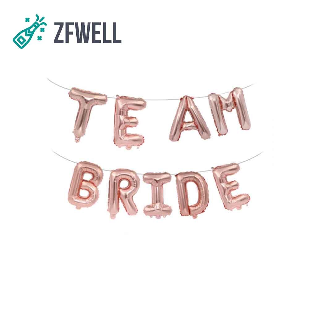 Zfwell 9 st / parti 16 in guld silver ros guld brev brev brud aluminium ballong bachelor party förlovning bröllopsfest supplie 8: Rosa guld