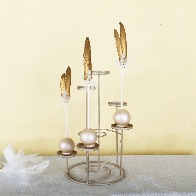 European champagne gold dessert table decoration wedding candlestick decoration birthday cake stands afternoon tea snack tray