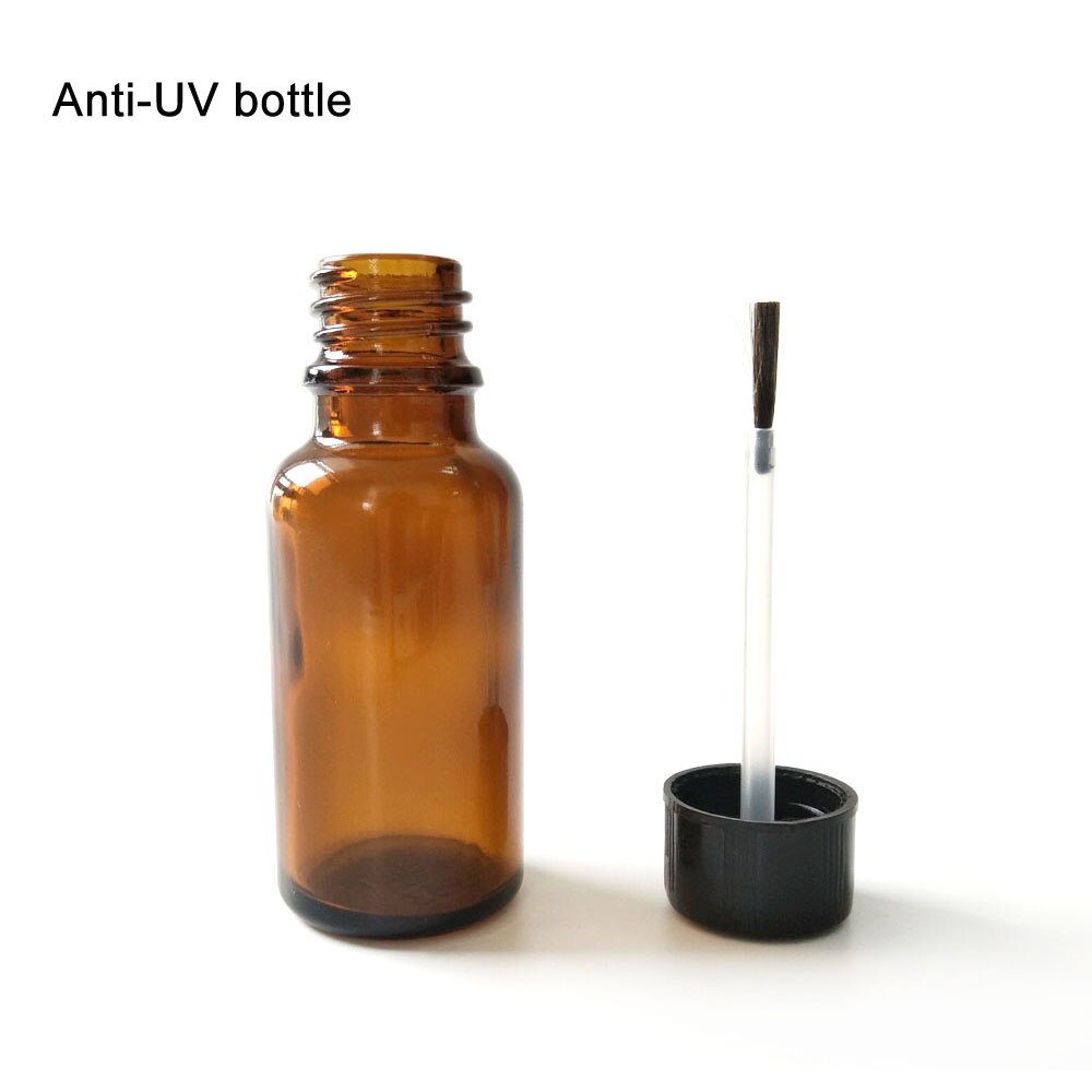 Anti-uv glasflaske med børste lak harpiks flydende materiale opbevaringsflaske lystæt flaske kapacitet 20ml
